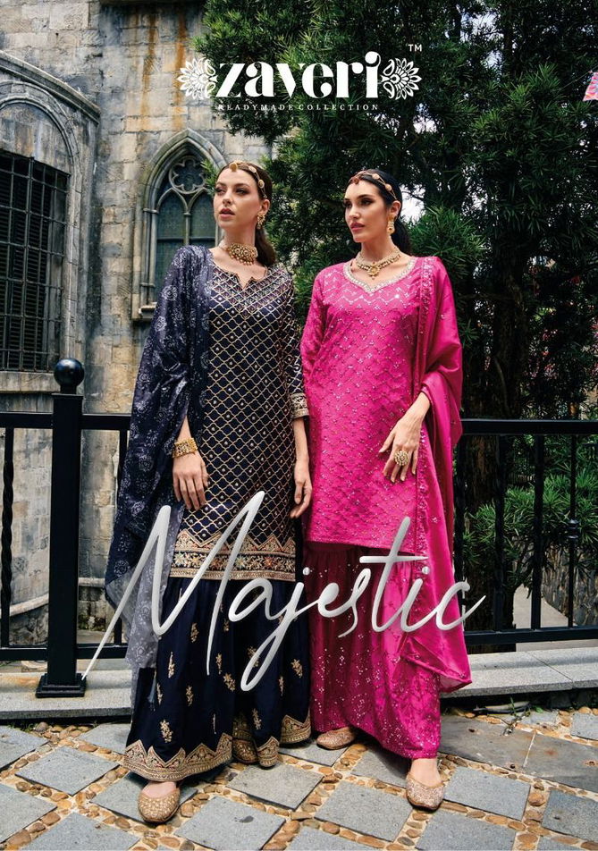 Majestic By Zaveri Sharara Readymade Suits Catalog
